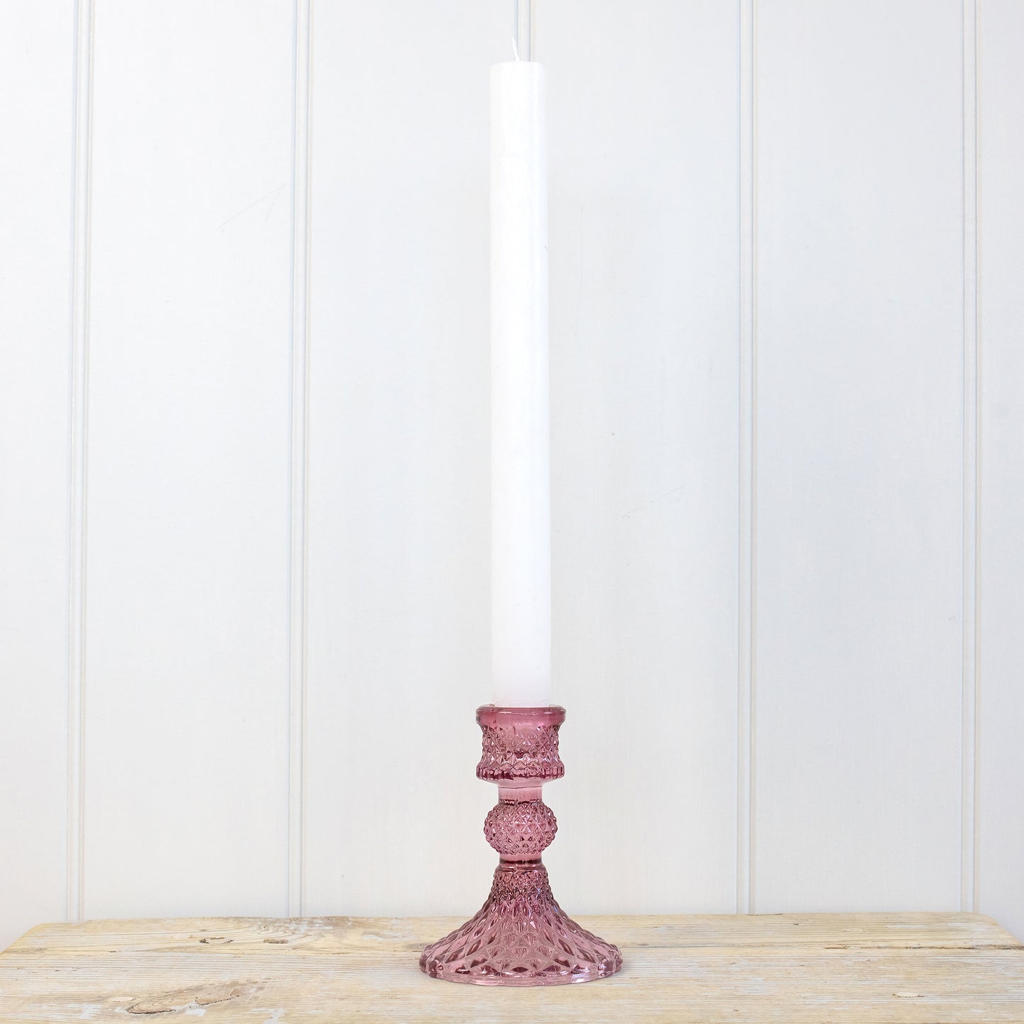 Coloured Pressed Glass Candle Holders