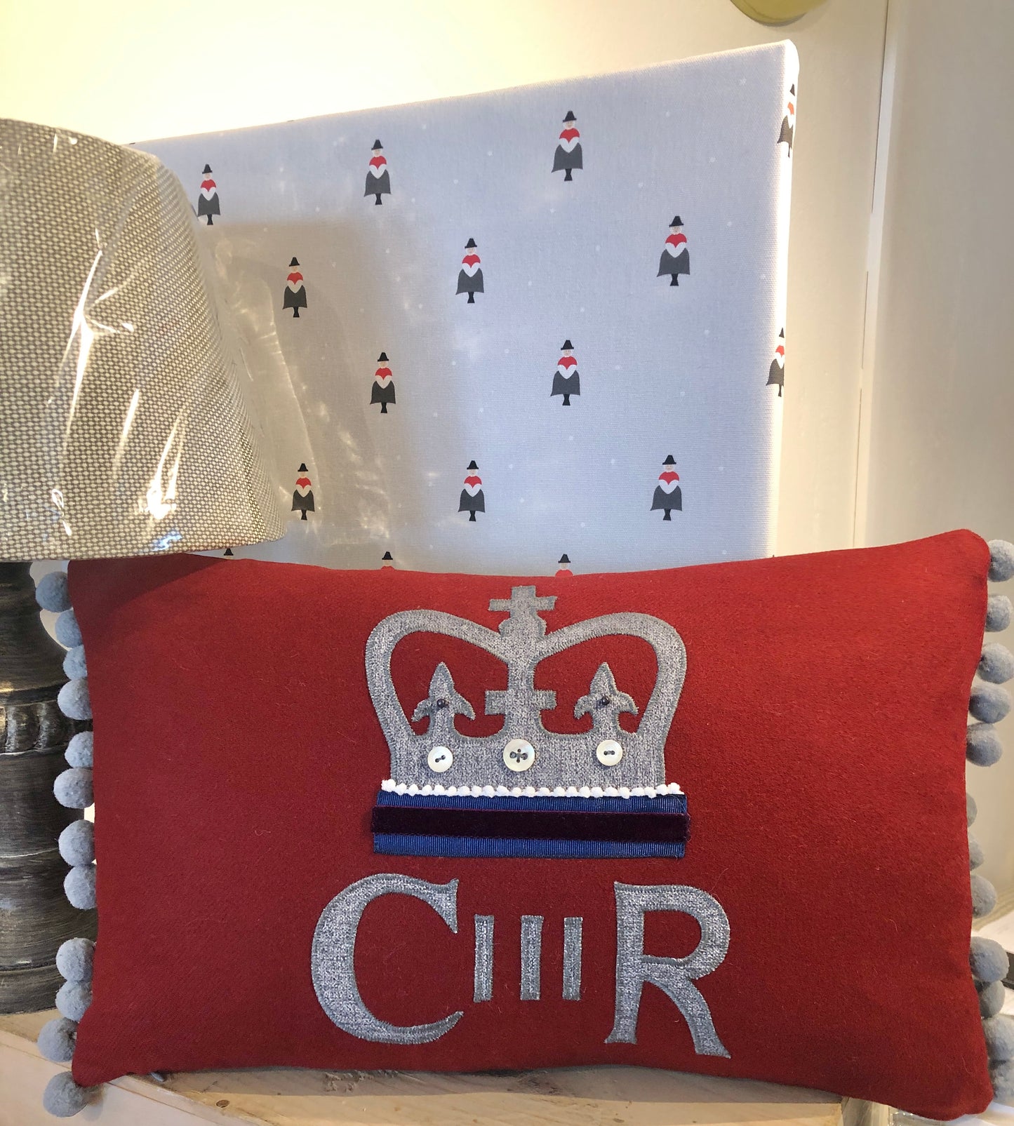 Coronation cushion in Vintage red wool