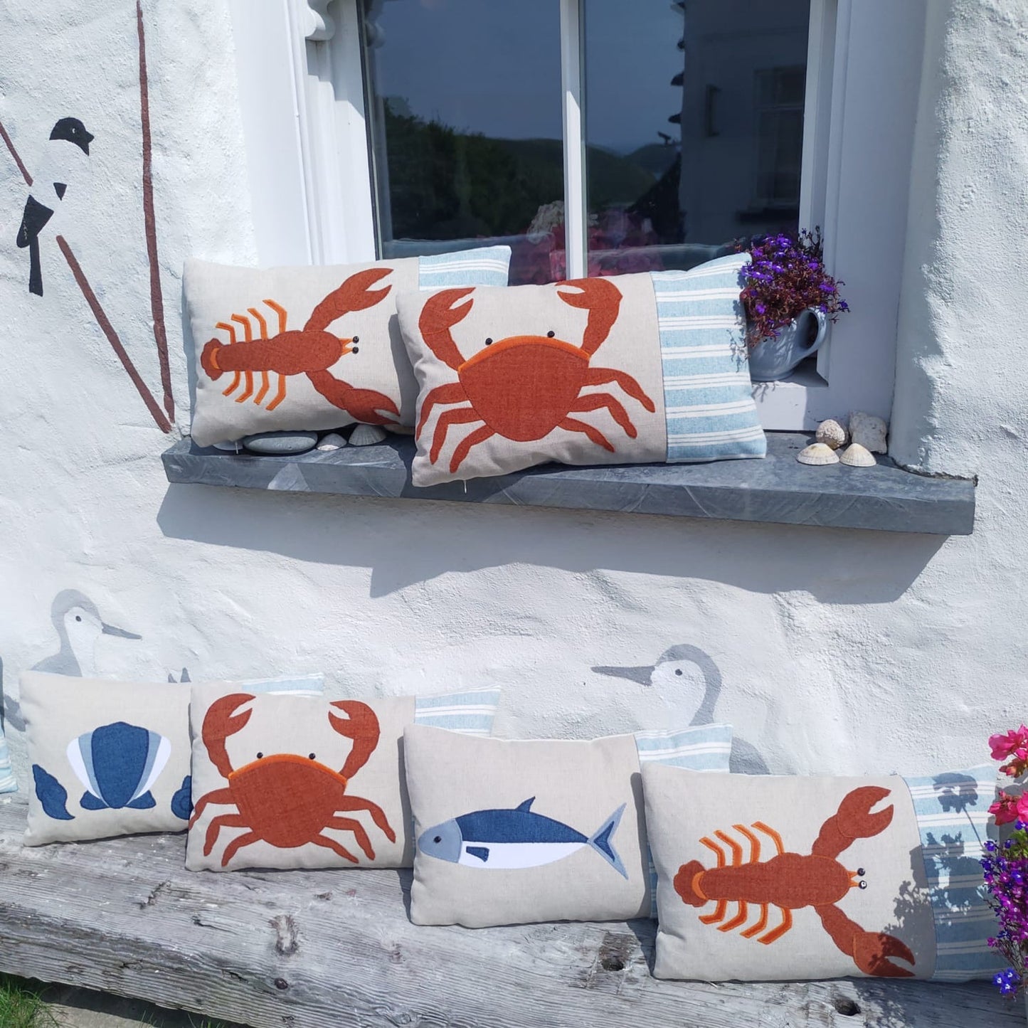 Handmade Seaside scallop shell cushion