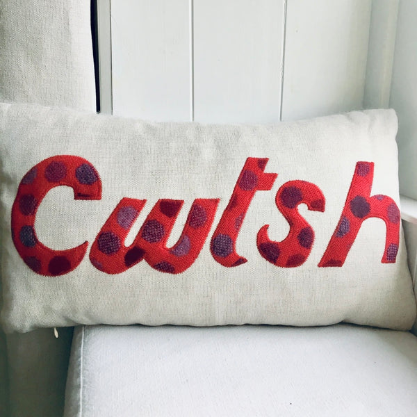 Handmade Cwtsh cushion.