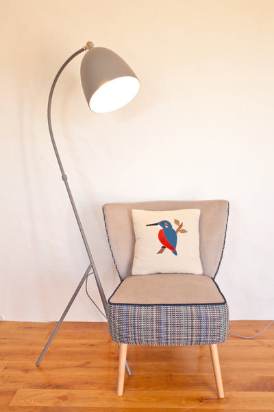 Handmade Square Kingfisher cushion