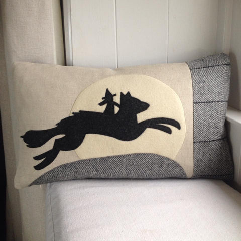 Handmade Halloween Wolf and Witch cushion!
