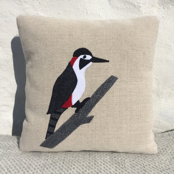 Handmade Woodpecker cushion