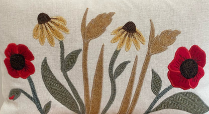 Autumn flower cushion with poppies