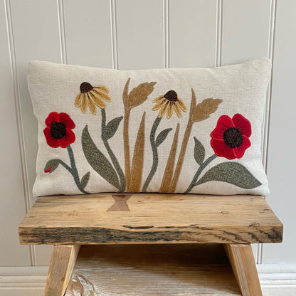 Autumn flower cushion with poppies