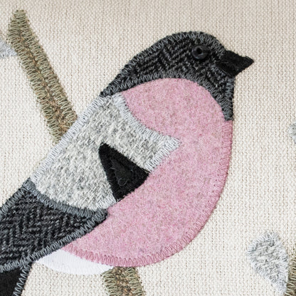 Close up of Handmade Bullfinch Cushion