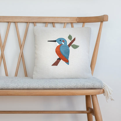 Handmade Square Kingfisher Cushion