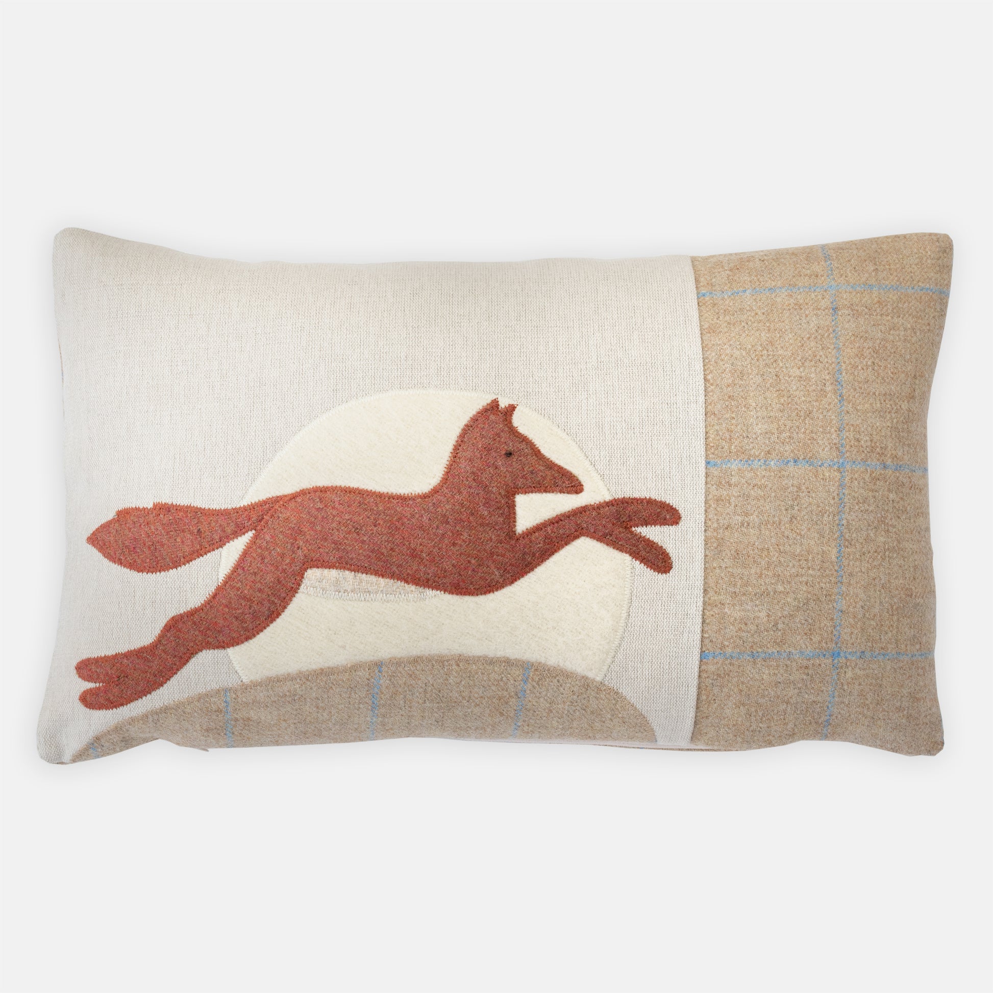 Handmade Leaping Fox Cushion in Wools