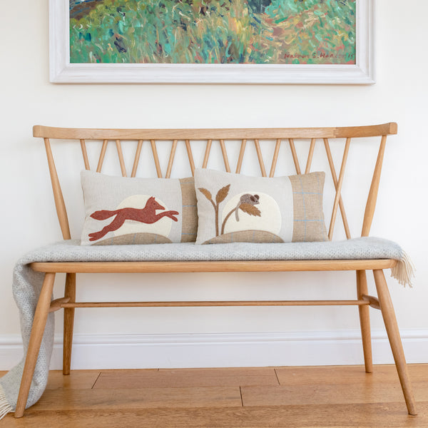 Handmade Leaping Fox Cushion in Wools