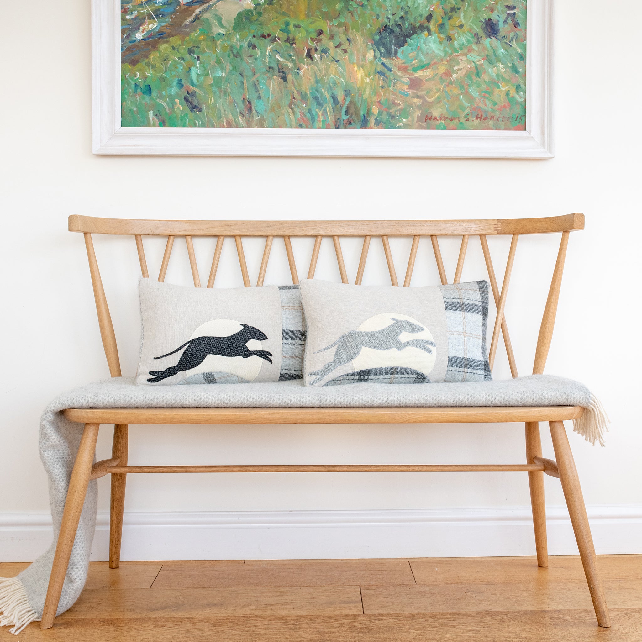 Handmade Leaping Hound Cushion