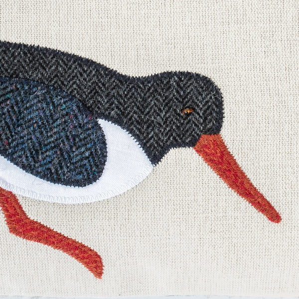 Handmade Oystercatcher Cushion in Herringbone Wools