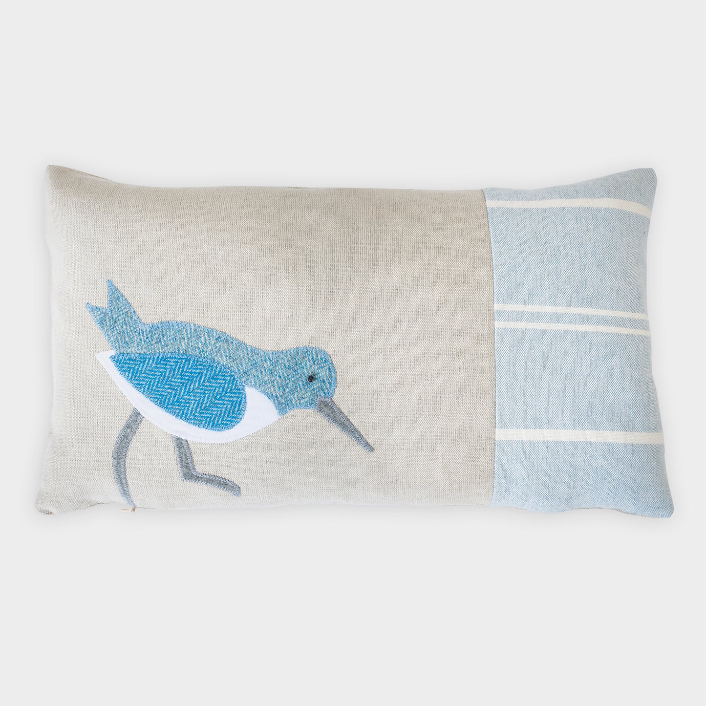 Handmade Blue Coastal Oystercatcher Cushion