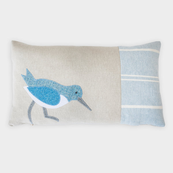 Handmade Blue Coastal Oystercatcher Cushion