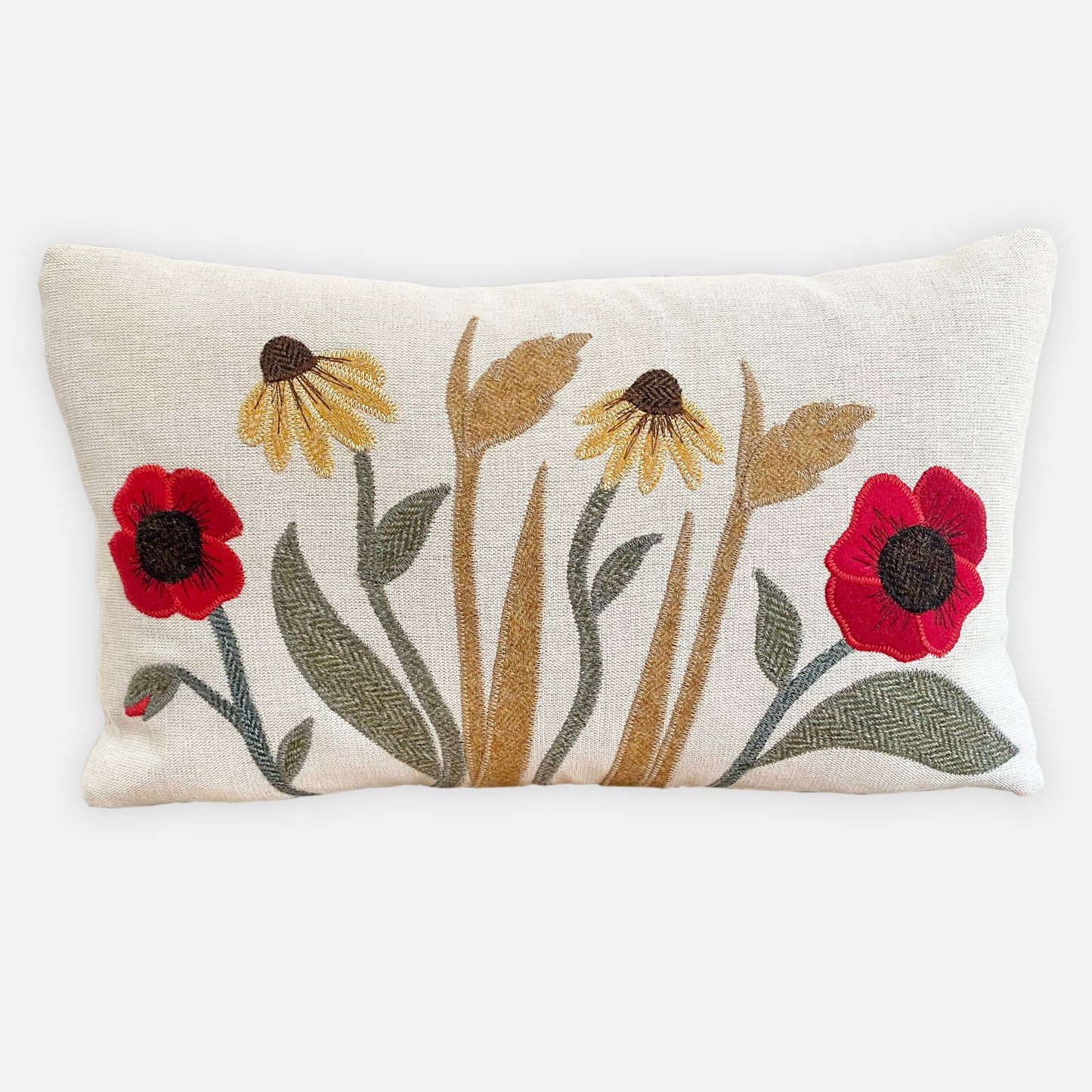 Autumn flower cushion with poppies