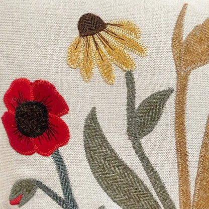 Autumn flower cushion with poppies