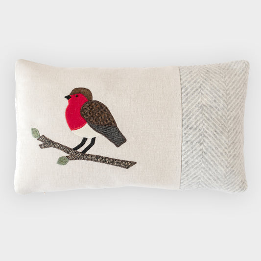 Handmade Oblong Robin Cushion