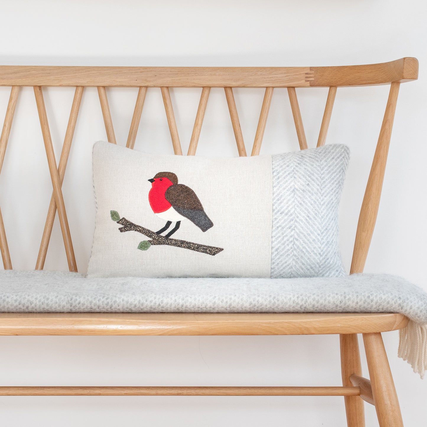 Handmade Oblong Robin Cushion