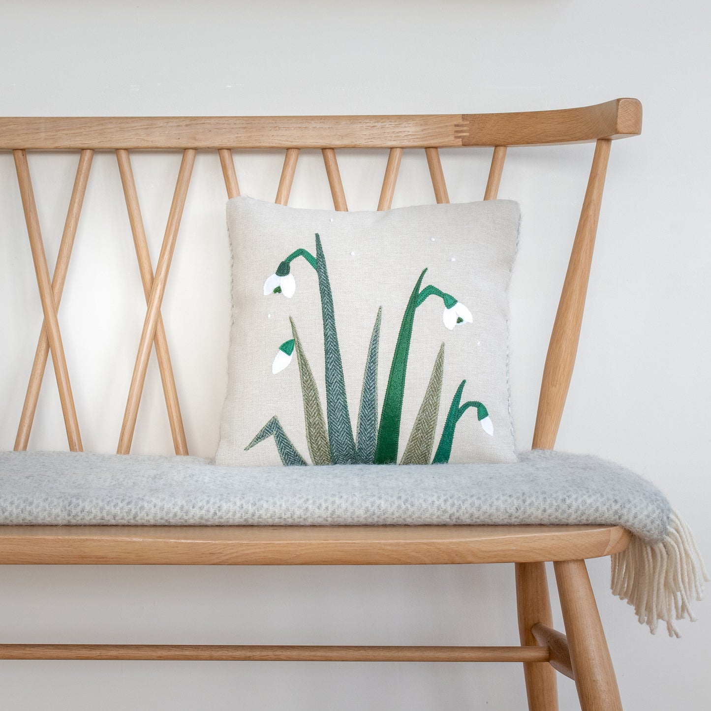 Handmade Snowdrop Cushion