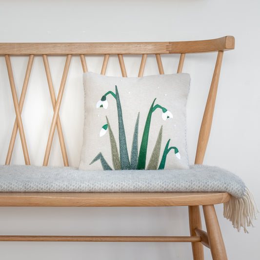 Handmade Snowdrop Cushion