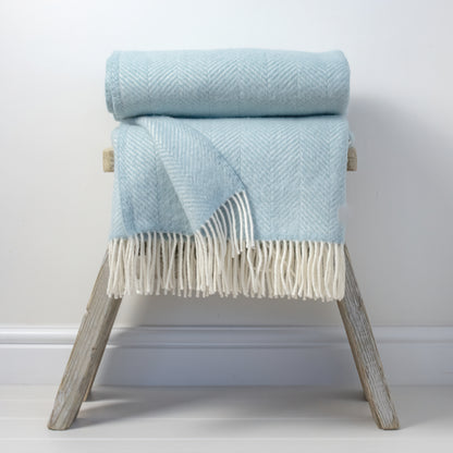 Pure Wool Throw – Duck Egg Blue