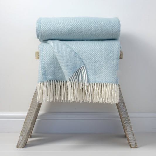 Pure Wool Throw – Duck Egg Blue
