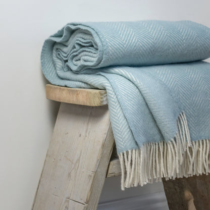Pure Wool Throw – Duck Egg Blue