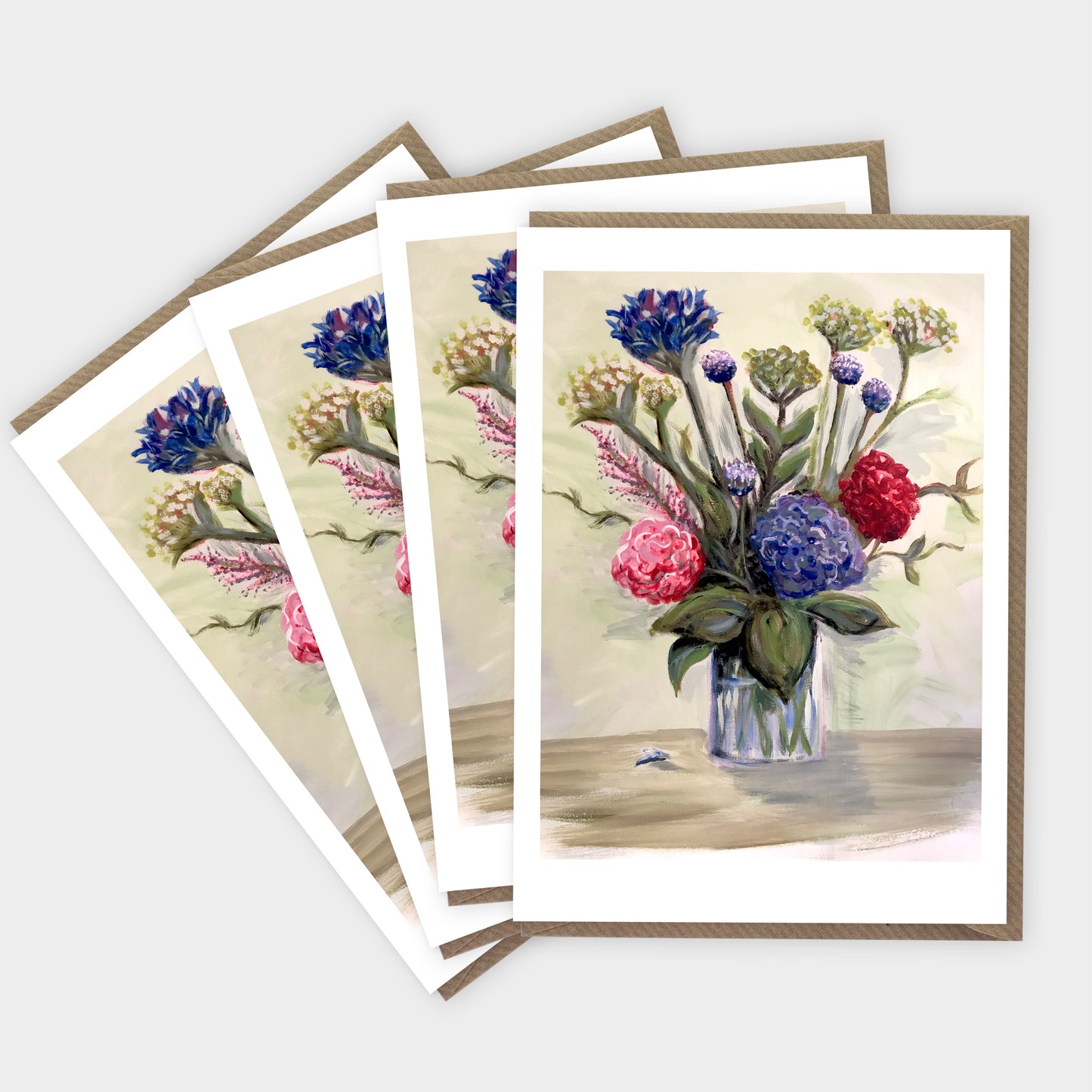 Pack of 4 Vase of Flowers Cards