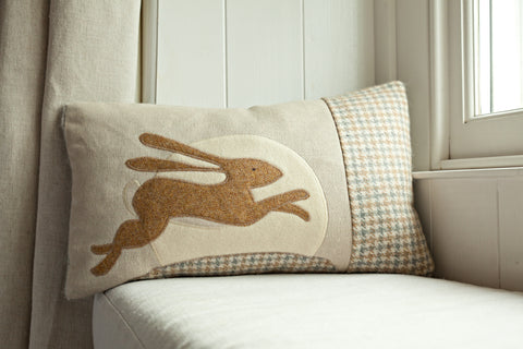 Handmade Leaping Hare Cushion