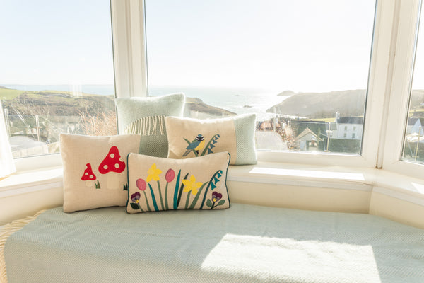 Handmade spring flower cushion