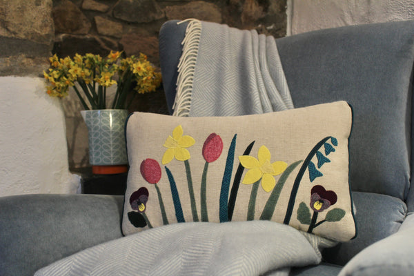 Handmade spring flower cushion