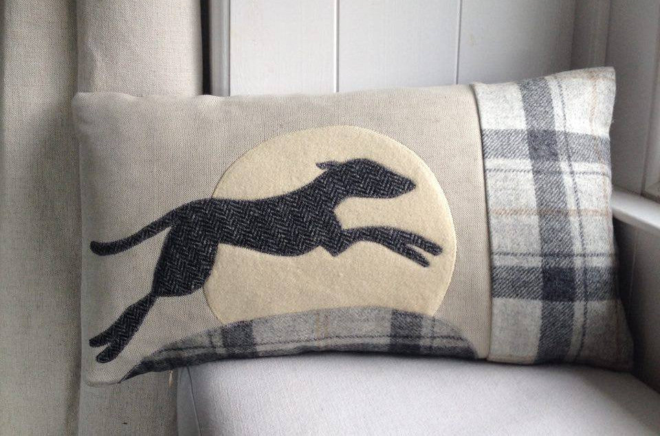 Handmade Leaping Hound cushion