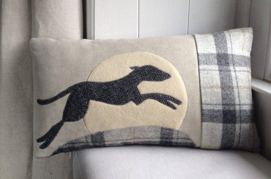 Handmade Leaping Hound cushion