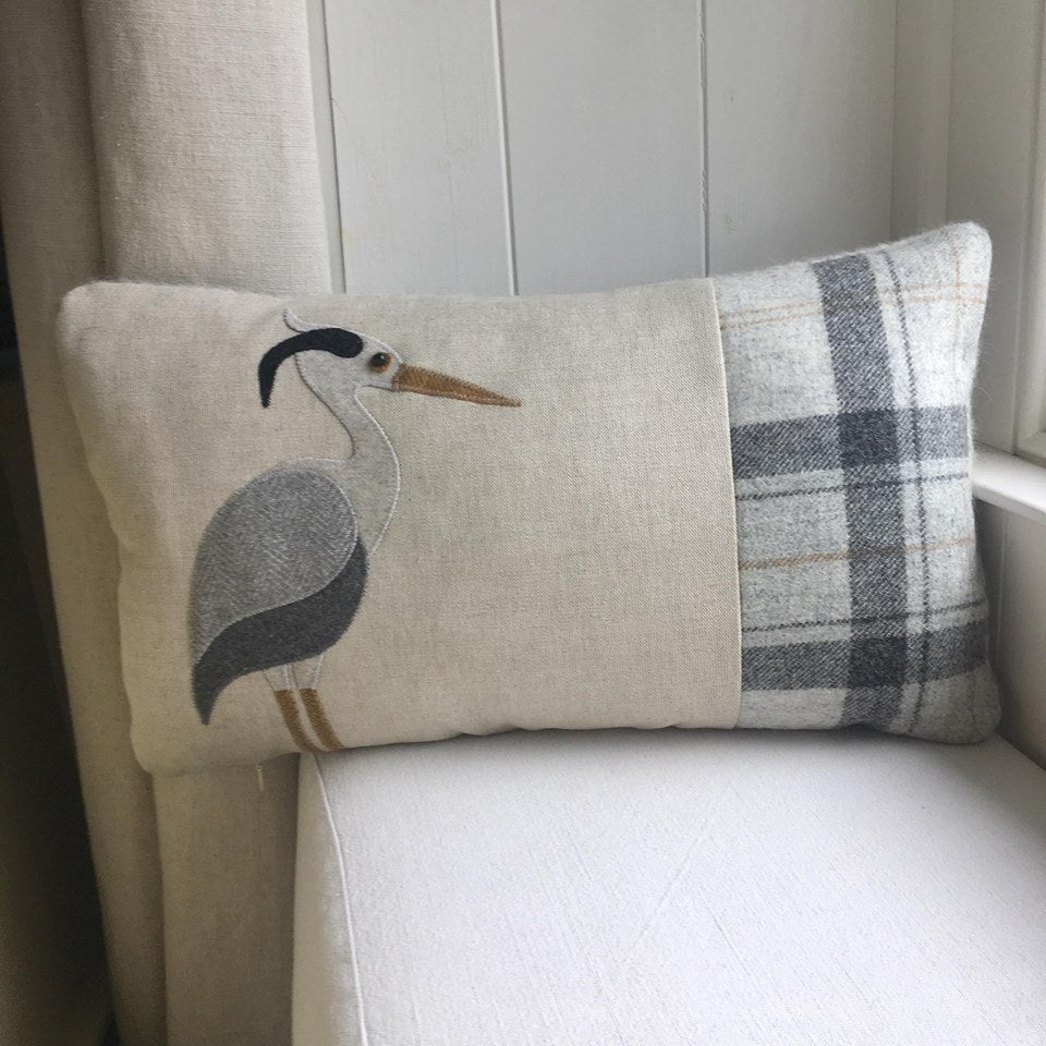 Handmade Heron cushion