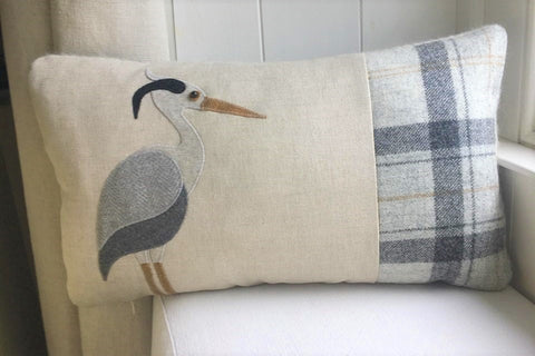 Handmade Heron cushion
