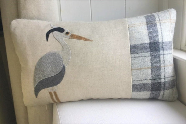 Handmade Heron cushion