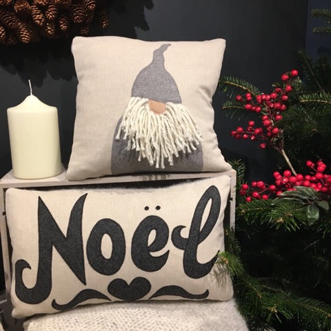 Handmade Charcoal Noel cushion