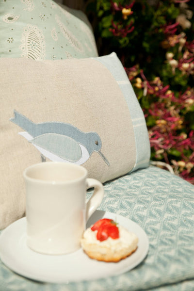 Handmade Blue Coastal Oystercatcher Cushion