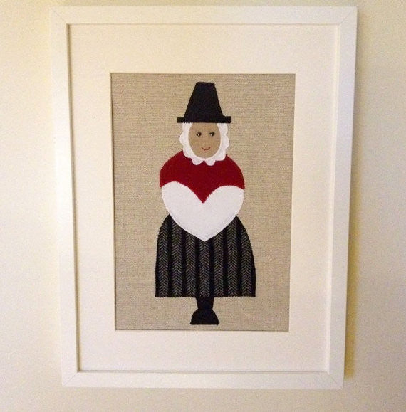 Handmade Framed Welsh Lady Applique Picture