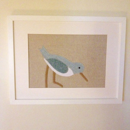 Handmade Framed Oystercatcher Applique Picture