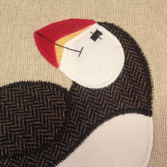 Handmade Framed Puffin Applique Picture