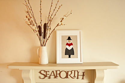 Handmade Framed Welsh Lady Applique Picture