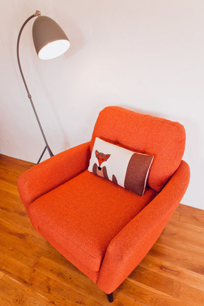 Handmade Mr Fox Cushion with British Tweed