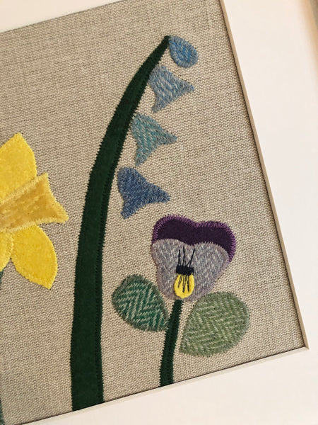 Handmade framed textile art