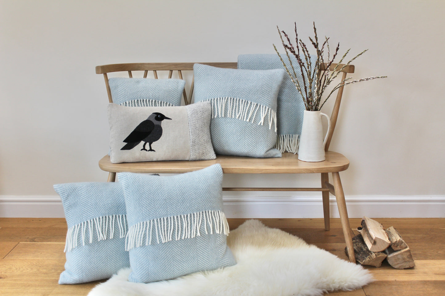 Handmade Jackdaw bird cushion