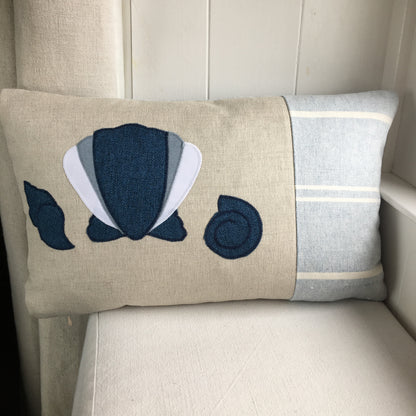 Handmade Seaside scallop shell cushion