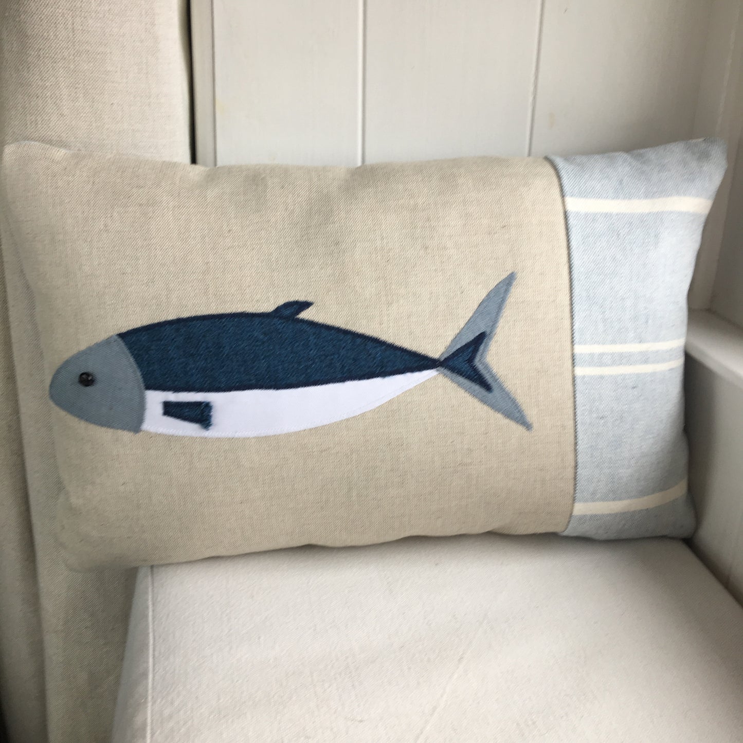 Handmade mackerel fish cushion