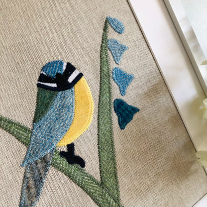 Blue Tit Framed Textile Art