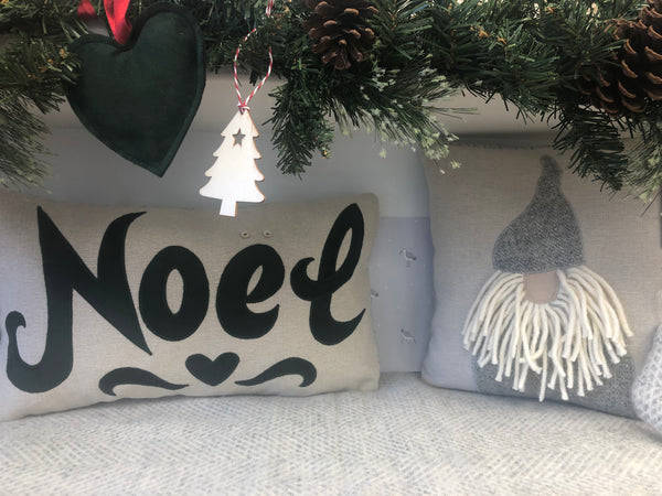 Green velvet Noel cushion