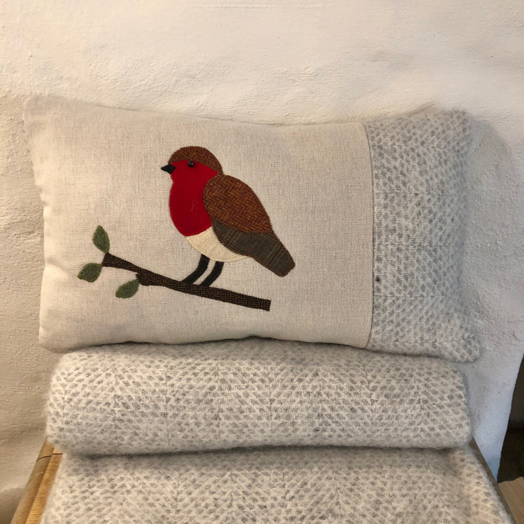Handmade oblong Robin cushion
