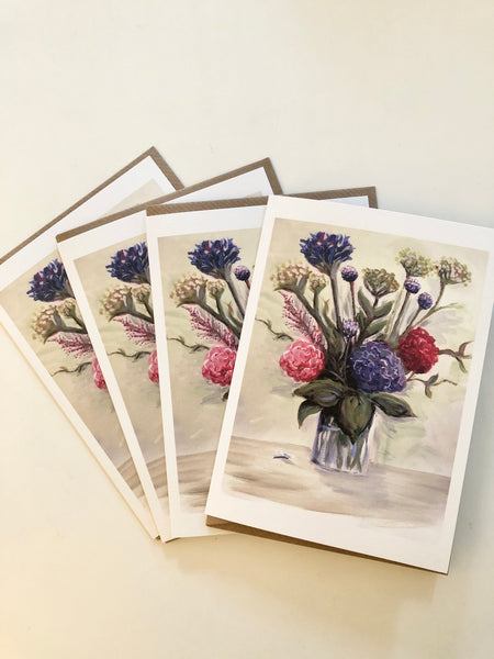 Pack of 4 Vase of flowers cards